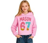 Jungen Mädchen 67 Pullover Hoodies Cartoon bedruckte Tunika Tops festlich lustig 6 7 Meme Muster Sweatshirts Neuheit Urlaub Kinder Kostüm, rose, 3-4 Years