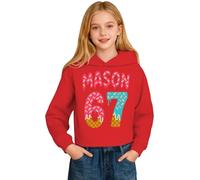 Jungen Mädchen 67 Pullover Hoodies Cartoon bedruckte Tunika Tops festlich lustig 6 7 Meme Muster Sweatshirts Neuheit Urlaub Kinder Kostüm, rot, 3-4 Years