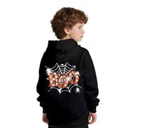 Jungen Mädchen Halloween Pullover Oversize Kapuzenpullover Halloween-Muster Hoodie Pullover Kinder Sportlich Rippensaum Sweatshirt Gym Jogging Sportbekleidung (Black, 9-11 Years)
