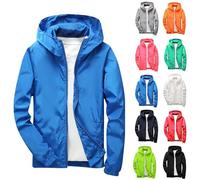 Jungen Mädchen Regenjacke Softshelljacke Wasserdichte Winddicht Übergangsjacke für Schule Unisex Kinder Gefütterte Trench Regenmantel Regenbekleidung Outdoor Windbreaker (Blue, 9-10 Years)