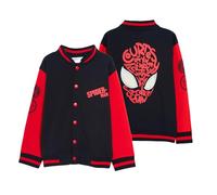 Jungen Mädchen Spiderman Varsity Baseballjacke mit leuchtenden Augen, Marvel Spidey Jacke, Kinder, warmer Bombermantel, grau, 4-5 Years