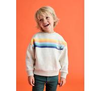 Jungen Rundhals-Sweatshirt mit Recycling-Polyester weiß Gr. 128 von vertbaudet