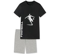 Jungen Schlafanzug kurz, weicher Single-Jersey aus 100% Baumwolle und Hose in Bermuda Form - mit Fussball Motiv, in schwarz Grösse 176