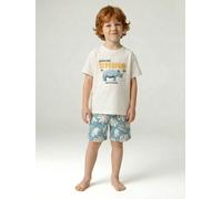 Jungen-Set aus T-Shirt & Shorts AFRICAN RHINO wollweiß Gr. 116 von vertbaudet