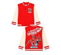 Jungen Spiderman Varsity Bomberjacke Marvel Avengers Baseball-Stil Mantel für Kinder, rot, 6-7 Years