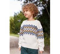 Jungen Strickpullover mit Jacquard-Motiv wollweiß Gr. 140 von vertbaudet