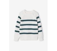 Jungen Strickpullover mit Streifen salbeigrün Gr. 158/164 von Vertbaudet