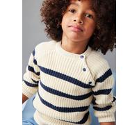 Jungen Strickpullover mit Streifen wollweiß Gr. 116 von Vertbaudet