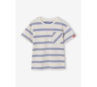 Jungen T-Shirt aus Strick mit Streifen weiß Gr. 110 von Vertbaudet