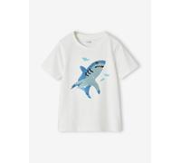 Jungen T-Shirt mit Wende-Pailletten weiß Gr. 110 von vertbaudet