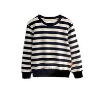 Jungen und Mädchen Oversize Gestreifter Sweatshirt Autumn Winter Lässiger Rundhals Langarm Patchwork Sweatshirt Unisex Männer Frauen Pulli Oberteile (Black, 7-8 Years)