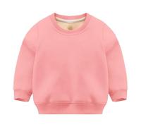 Jungen und Mädchen Winter Sherpa Gefütterte Hoodies Sweatshirt ohne Kapuze Warmes Fleece Langarm Crewneck Pullover Tops Für Innen- und Außenbereich geeignet (Pink, 6-7 Years)