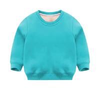 Jungen und Mädchen Winter Sherpa Gefütterte Hoodies Sweatshirt ohne Kapuze Warmes Fleece Langarm Crewneck Pullover Tops Für Innen- und Außenbereich geeignet (Sky Blue, 5-6 Years)