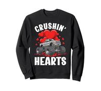 Jungen Valentine Monster Truck Crushin Hearts Kids Sweatshirt