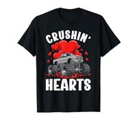Jungen Valentine Monster Truck Crushin Hearts Kids T-Shirt