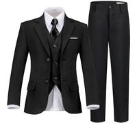Jungenanzug für Kinder, Smoking für Jungen, Kleinkind, Weste, Hose, Set, Ringträger, Outfit, Kleid, Kleidung, 5 Stück, schwarz, 5 Jahre