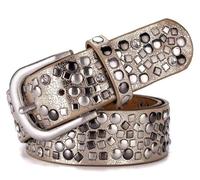 Jungerhouse Damen Nietengürtel Vintage Nieten Gürtel Kunstleder Strass Gürtel Belt Gürtelschnalle Damengürtel Ledergürtel für Jeans Hosen (Gold,Einheitsgröße)