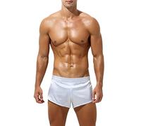 Jungerhouse Herren Boxershorts Retro Shorts Satin Glanz Shorts Kurze Hose Unterhosen Pants Boxer Brief Trunk Männer Unterwäsche Nachtwäsche Pyjama Hose (M,Weiß)