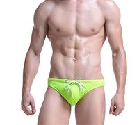 Jungerhouse Sport Herren Mini Brief Bikini Badeanzug Herren Badeslip Kurz Eng String Männer Tanga Schwimmhose Abnehmbares Pad Freizeit Kurze Badehose Slip Dessous (L,grün)