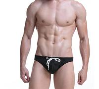 Jungerhouse Sport Herren Mini Brief Bikini Badeanzug Herren Badeslip Kurz Eng String Männer Tanga Schwimmhose Abnehmbares Pad Freizeit Kurze Badehose Slip Dessous (L,schwarz)