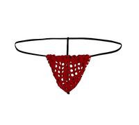 Jungerhouse String Tanga sexy Unterwäsche Herren Transparent Netz String Unterhose Reizvolle Jockstrap Brief Slip T-Back Thong Mini Wrestling Unterwäsche Durchsichtige Bikini G-Strings (Rot,S)