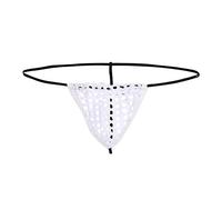 Jungerhouse String Tanga sexy Unterwäsche Herren Transparent Netz String Unterhose Reizvolle Jockstrap Brief Slip T-Back Thong Mini Wrestling Unterwäsche Durchsichtige Bikini G-Strings (Weiß,M)