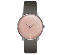 Junghans 47/4555.02 max bill Damenuhr mit Lederband Grau/Rosa