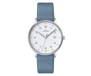 Junghans -FORM Damenuhr Blau Weiß Datum Saphirglas Quarz 34mm- 047/4456.00