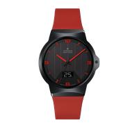 Junghans Herren Armbanduhr 018/1402.00 Force Mega Solar Kautschukband rot