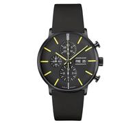 JUNGHANS Herrenuhr Form A Chronoscope Schwarz/Gelb 27/4473.02 | mit Lederband