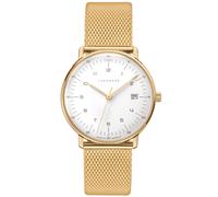 Junghans -max bill Damenuhr Gold Weiß Quarz Saphirglas 33mm- 047/7452.46