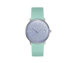 JUNGHANS max Bill Damenuhr mit Lederband Hellgrün/Hellblau 47/4554.02
