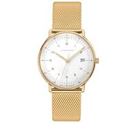 Junghans -max bill Damenuhr Gold Weiß Quarz Saphirglas 33mm- 047/7452.46