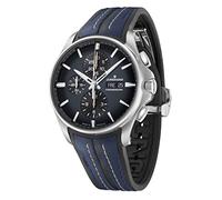 JUNGHANS Meister Chronoscope Herrenuhr Automatik Schwarz/Blau 27/4227.00 | Made in Germany, hochwertige Armbanduhr mit poliertem Edelstahl-Gehäuse