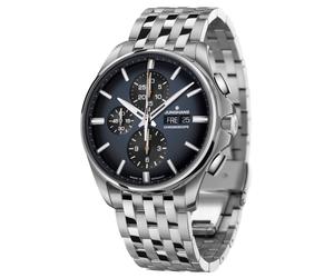 Junghans -Meister S Chronoscope Herrenuhr Blau-Schwarz Silber Automatik Saphirglas 45mm- 027/4228.44