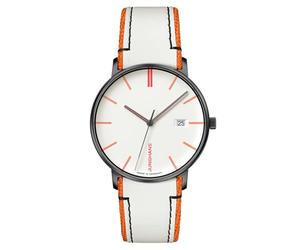 JUNGHANS Unisex-Armbanduhr Form Quarz Weiß/Orange 41/4480.00 | Made in Germany, Uhr für Damen und Herren,