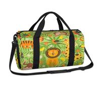 Jungle Animal Cute Sports Duffel Bag Animal Weekend Overnight Bag Casual Tote Holdall Travel Gym Luggage Duffel Bag for Kids Girls Boys Women Men