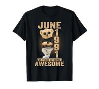 Juni 1991 35. Geburtstag 2026 Frauen 35 Jahre Teddybär T-Shirt