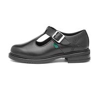 Junior Girls Kickers Lach T-Bar Leather Shoes in Black