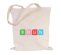 JUNIWORDS Jutebeutel - Periodensystem Worte - Wähle ein Motiv & Farbe - "Berlin" Farbe: Natur