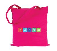 JUNIWORDS Jutebeutel - Periodensystem Worte - Wähle ein Motiv & Farbe - "Koffein" Farbe: Pink