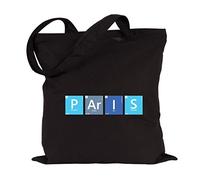 JUNIWORDS Jutebeutel - Periodensystem Worte - Wähle ein Motiv & Farbe - "Paris" Farbe: Schwarz