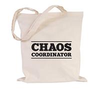 JUNIWORDS Jutebeutel, Wähle ein Motiv & Farbe, Chaos Coordinator (Beutel: Natur, Text: Schwarz)