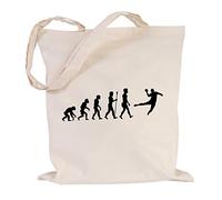 JUNIWORDS Jutebeutel - Wähle ein Motiv & Farbe - "Evolution Handball" (Beutel: Natur, Motiv: Schwarz)