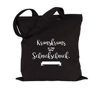 JUNIWORDS Jutebeutel, Wähle ein Motiv & Farbe, Krimskrams is the new Schnickschnack. Oder umgekehrt (Beutel: Schwarz, Text: Weiß)