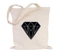JUNIWORDS Jutebeutel - Wähle ein Motiv & Farbe - "Origami Diamant" (Beutel: Natur, Motiv: Schwarz)