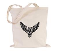JUNIWORDS Jutebeutel - Wähle ein Motiv & Farbe - "Origami Eule" (Beutel: Natur, Motiv: Schwarz)