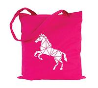 JUNIWORDS Jutebeutel - Wähle ein Motiv & Farbe - "Origami Pferd" (Beutel: Pink, Motiv: Weiß)