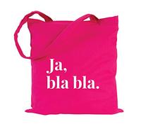 JUNIWORDS Jutebeutel - Wähle eine Farbe - "Ja, bla bla." (Beutel: Pink, Text: Weiß)