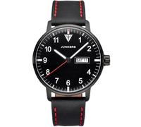 Junkers Eurasia 40mm Herrenuhr schwarz 9.59.01.01 Made in Germany K1 Sicherheitsglas Lederarmband